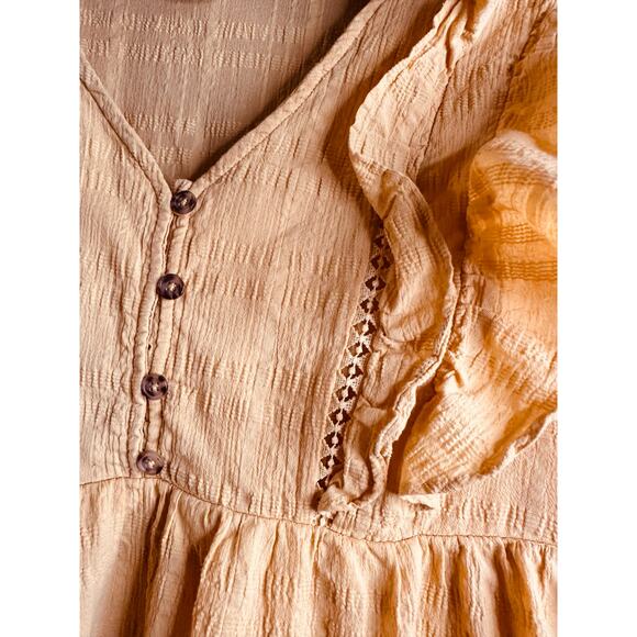 Knox Rose Women's Mustard Yellow Short Babydoll Dress Ruffles Pockets Size M - Picture 4 of 11